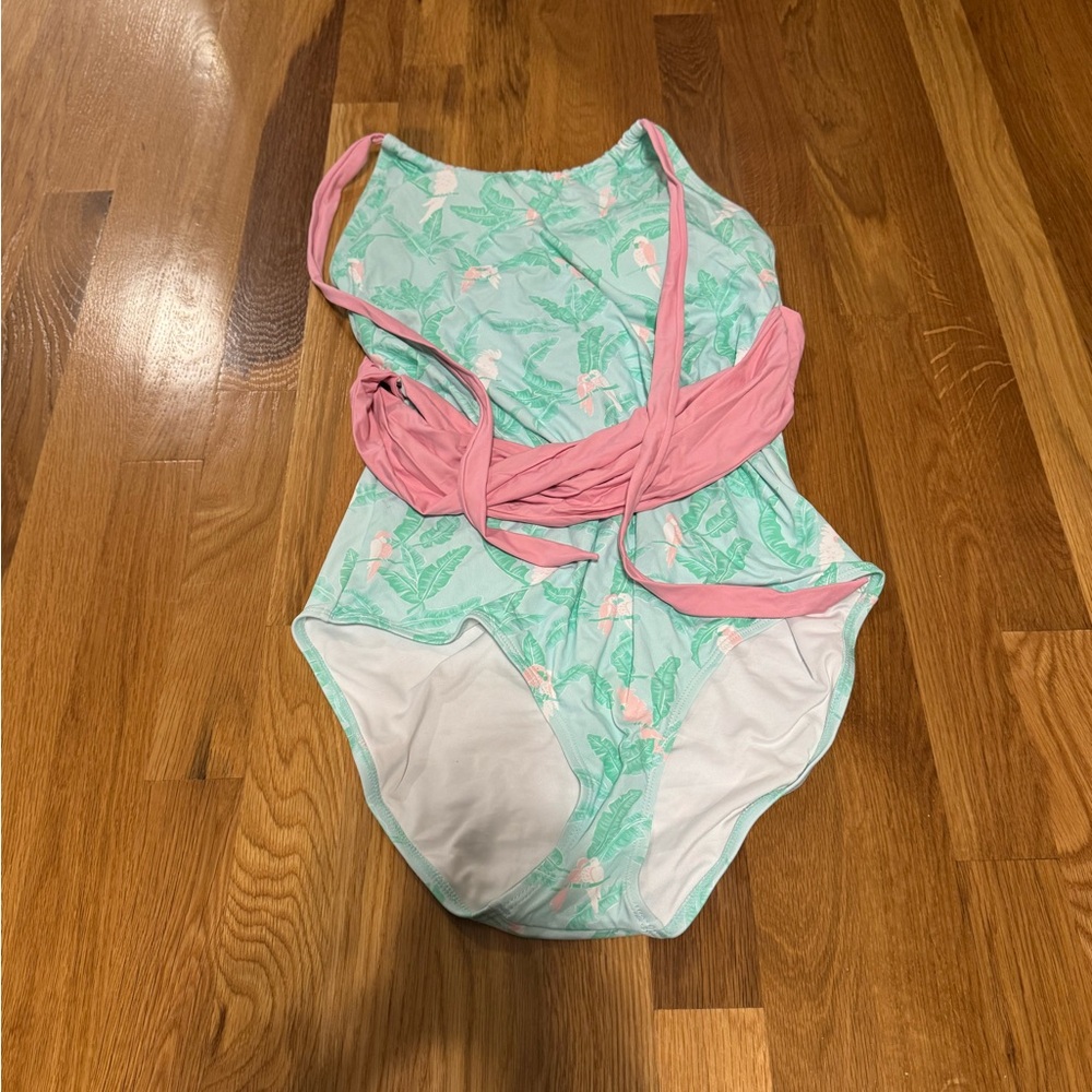 The Beaufort Bonnet Company Pink and Green One Piece Swimsuit